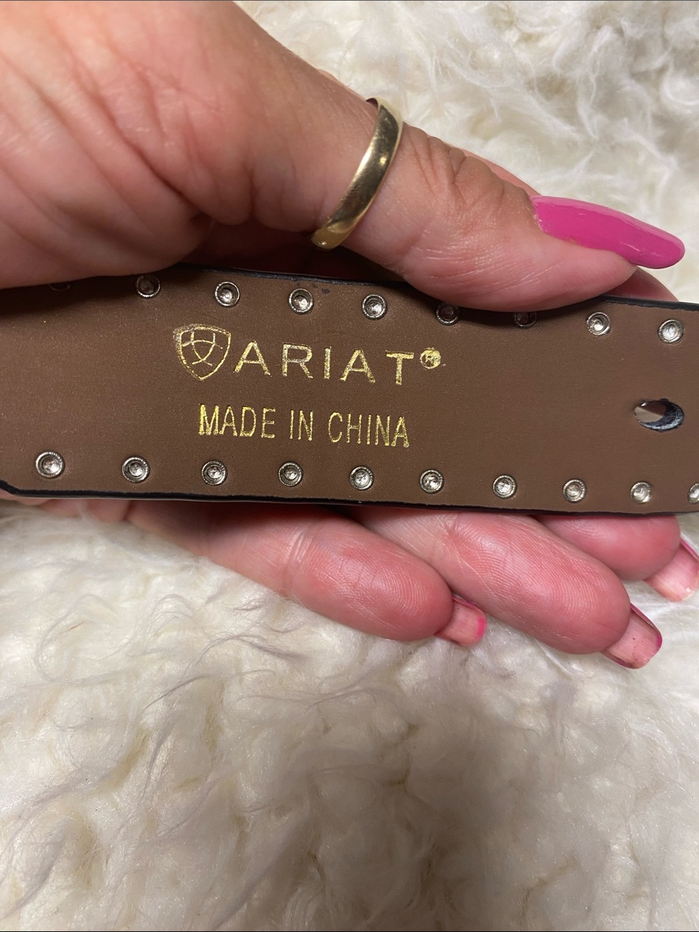 Ariat Black Genuine Leather Western/Biker Belt with Ornate Silver Buckle - Picture 3 of 11